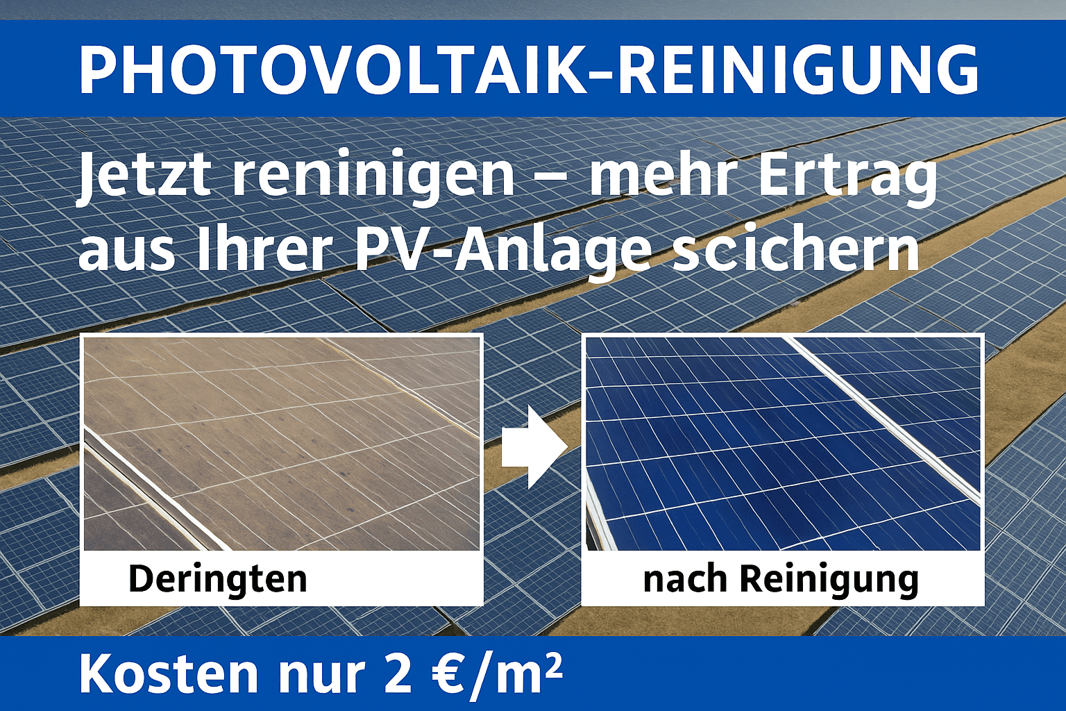 SunShine Sales - Photovoltaik-Reinigung 2025 – Jetzt reinigen & bis zu 30 % mehr Solarertrag sichern 4 Photovoltaik-Reinigung, PV-Reinigung, Solarreinigung, mehr Solarertrag, Reinigungskosten PV, Energie Management GmbH, SunShine Sales GmbH, TÜV zertifizierte Solartechnik, Osmosereinigung, Redispatch 2.0, Modulwartung, Reinigung PV-Anlage, Solar-Investment, Einspeisevergütung optimieren